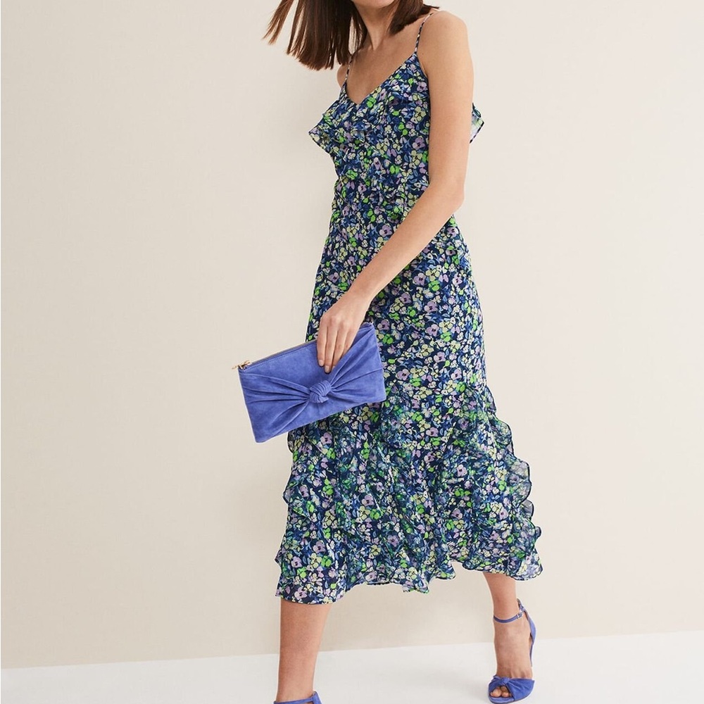Blue Catira Floral Ruffle Midaxi Dress